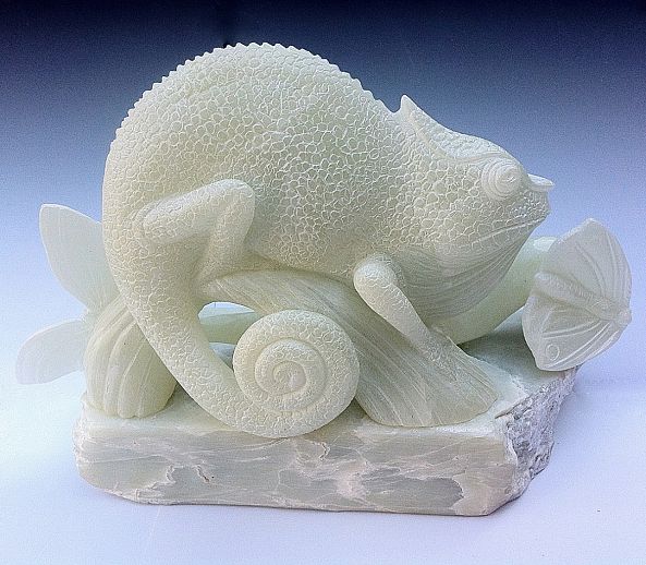 Chameleon Soapstone Carving -Clare McFarlane