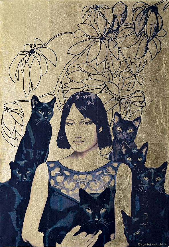 Contemporary print "Seven Black Cats"-Nataliya Bagatskaya