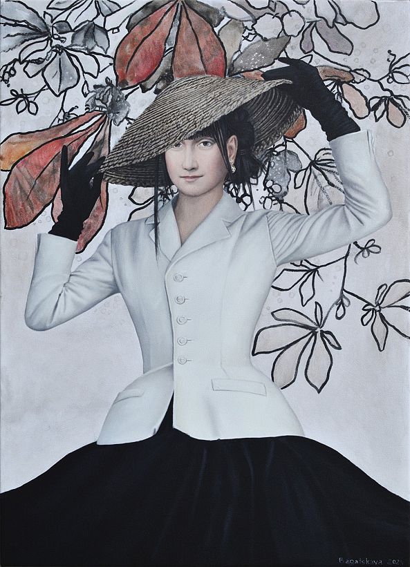 Contemporary painting with Mona Lisa "New Hat"-Nataliya Bagatskaya