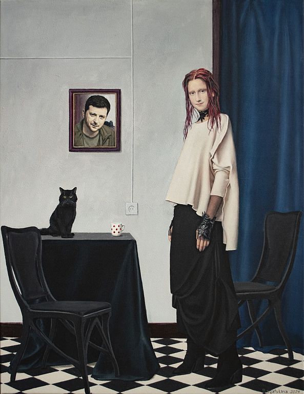 Contemporary portrait "Coffee with the President"-Nataliya Bagatskaya