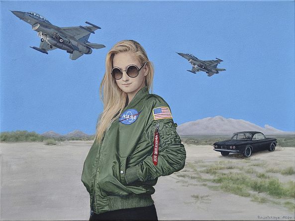 Contemporary portrait "Remove Before Flight"-Nataliya Bagatskaya