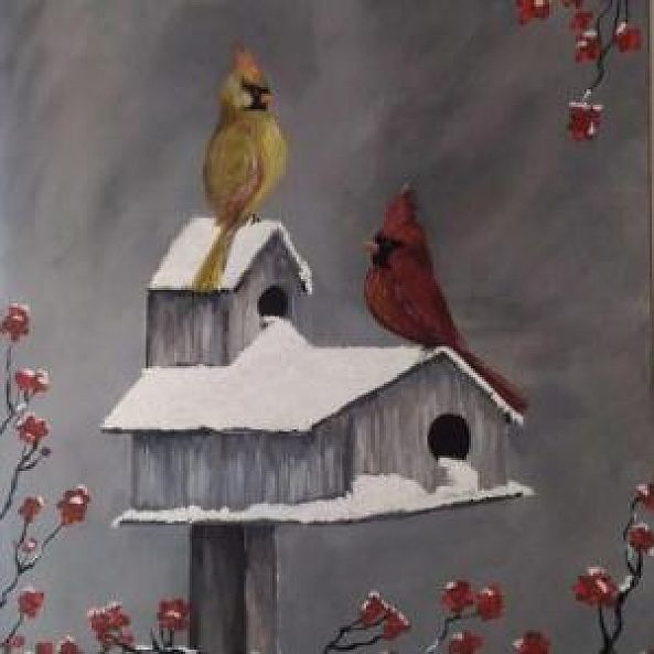 Couple d'oiseaux amoureux en hiver-S sopkowiz